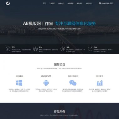 （带手机版数据同步）高端网站建设网络设计互联网信息化服务类网站源码 软件开发网络工作室网站织梦模板